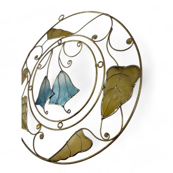 Vintage Round Capiz Shell Floral Suncatcher, 7.5" Hanging Decor - Picture 3 of 10